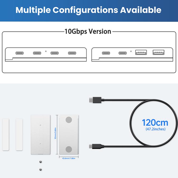 ORICO HST-4C 4 in 1 USB 3.2 10Gbps Detachable Magnetic Docking Station(Silver) - USB 3.0 HUB by ORICO | Online Shopping UK | buy2fix