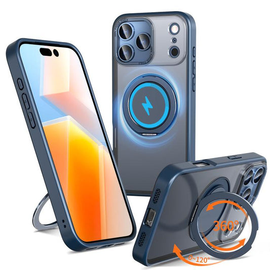 For iPhone 17 Pro Max Kalebol 360-degree Rotating MagSafe Magnetic Holder Phone Case(Blue) - iPhone 17 Pro Max Cases by Kalebol | Online Shopping UK | buy2fix