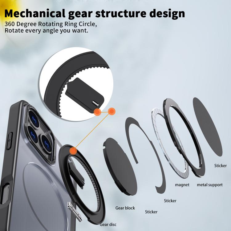 For iPhone 17 Pro Kalebol 360-degree Rotating MagSafe Magnetic Holder Phone Case(Black) - iPhone 17 Pro Cases by Kalebol | Online Shopping UK | buy2fix