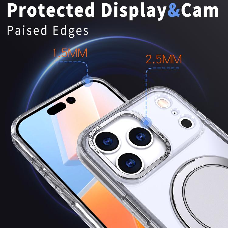 For iPhone 17 Pro Kalebol 360-degree Rotating MagSafe Magnetic Holder Phone Case(Transparent) - iPhone 17 Pro Cases by Kalebol | Online Shopping UK | buy2fix