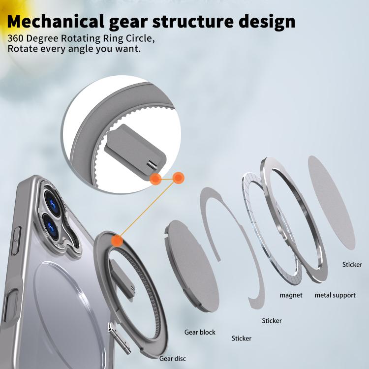 For iPhone 17 Kalebol 360-degree Rotating MagSafe Magnetic Holder Phone Case(Titanium Grey) - iPhone 17 Cases by Kalebol | Online Shopping UK | buy2fix