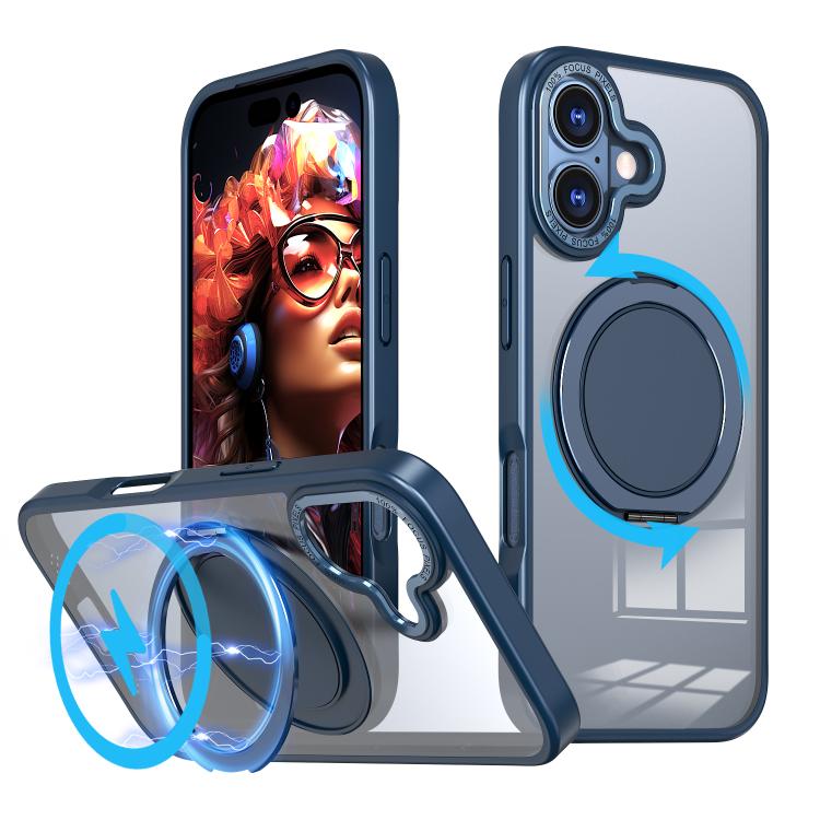 For iPhone 17 Kalebol 360-degree Rotating MagSafe Magnetic Holder Phone Case(Blue) - iPhone 17 Cases by Kalebol | Online Shopping UK | buy2fix