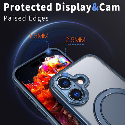 For iPhone 17 Kalebol 360-degree Rotating MagSafe Magnetic Holder Phone Case(Blue) - iPhone 17 Cases by Kalebol | Online Shopping UK | buy2fix