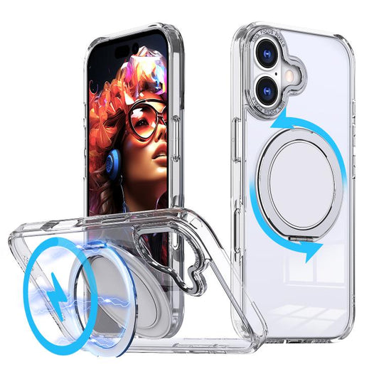 For iPhone 17 Kalebol 360-degree Rotating MagSafe Magnetic Holder Phone Case(Transparent) - iPhone 17 Cases by Kalebol | Online Shopping UK | buy2fix