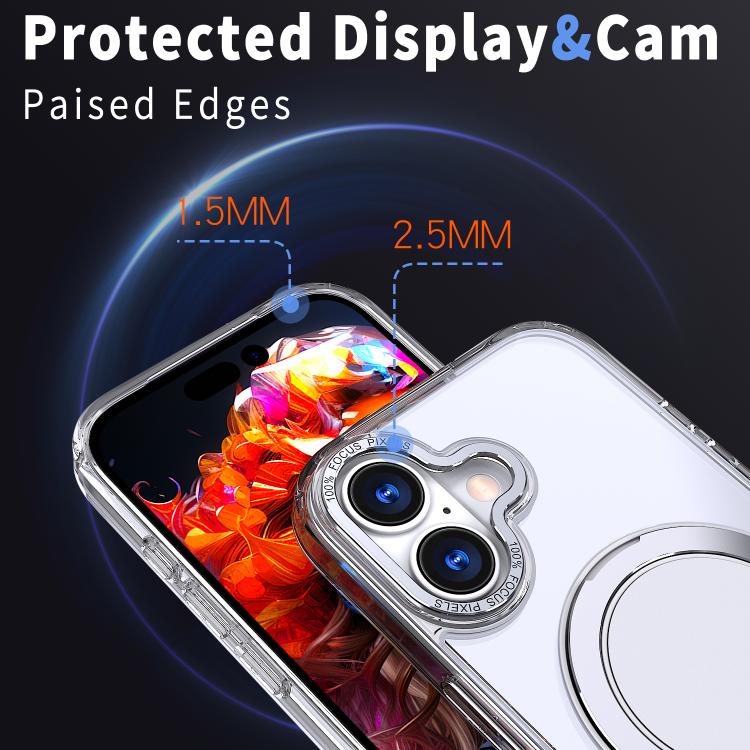 For iPhone 17 Kalebol 360-degree Rotating MagSafe Magnetic Holder Phone Case(Transparent) - iPhone 17 Cases by Kalebol | Online Shopping UK | buy2fix