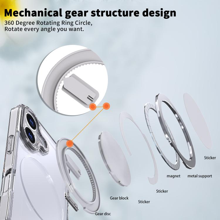 For iPhone 17 Kalebol 360-degree Rotating MagSafe Magnetic Holder Phone Case(Transparent) - iPhone 17 Cases by Kalebol | Online Shopping UK | buy2fix