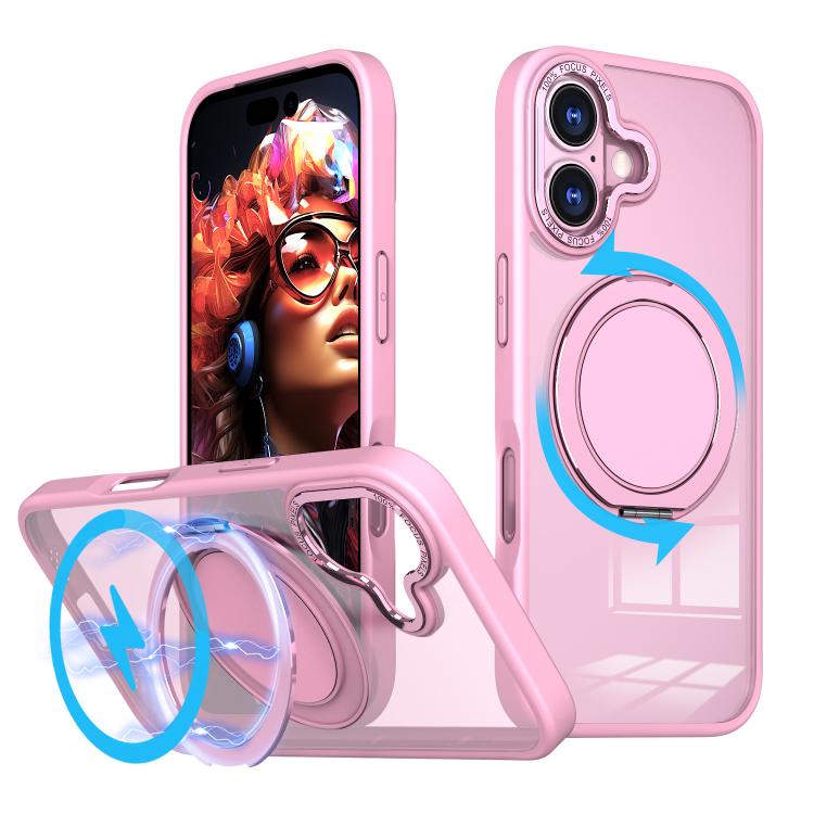 For iPhone 17 Kalebol 360-degree Rotating MagSafe Magnetic Holder Phone Case(Pink) - iPhone 17 Cases by Kalebol | Online Shopping UK | buy2fix