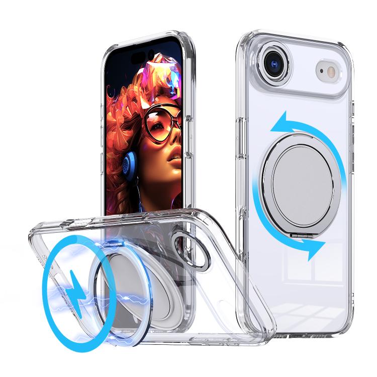 For iPhone Air Kalebol 360-degree Rotating MagSafe Magnetic Holder Phone Case(Transparent) - iPhone Air Cases by Kalebol | Online Shopping UK | buy2fix
