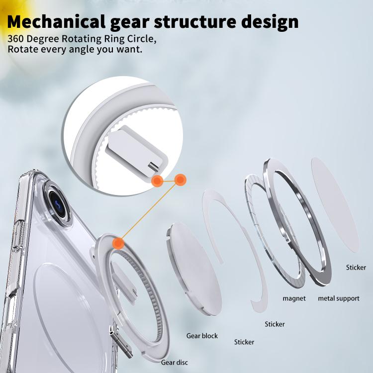 For iPhone Air Kalebol 360-degree Rotating MagSafe Magnetic Holder Phone Case(Transparent) - iPhone Air Cases by Kalebol | Online Shopping UK | buy2fix