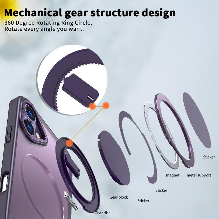 For iPhone 16 Plus Kalebol 360-degree Rotating MagSafe Magnetic Holder Phone Case(Purple) - iPhone 16 Plus Cases by Kalebol | Online Shopping UK | buy2fix