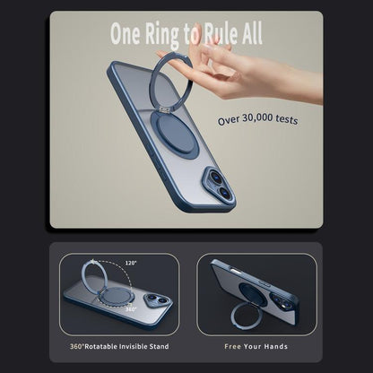 For iPhone 16 Plus Kalebol 360-degree Rotating MagSafe Magnetic Holder Phone Case(Blue) - iPhone 16 Plus Cases by Kalebol | Online Shopping UK | buy2fix