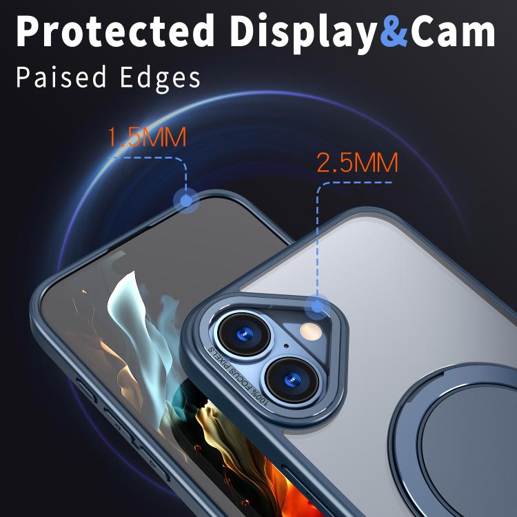 For iPhone 16 Plus Kalebol 360-degree Rotating MagSafe Magnetic Holder Phone Case(Blue) - iPhone 16 Plus Cases by Kalebol | Online Shopping UK | buy2fix