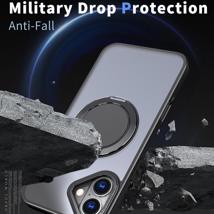 For iPhone 16 Kalebol 360-degree Rotating MagSafe Magnetic Holder Phone Case(Black) - iPhone 16 Cases by Kalebol | Online Shopping UK | buy2fix