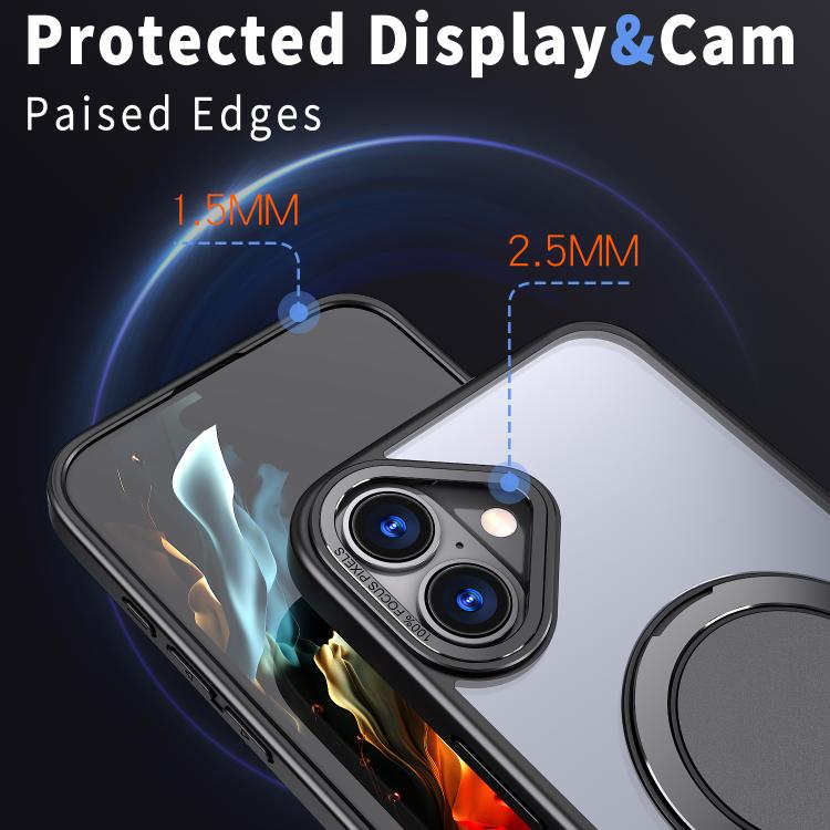 For iPhone 16 Kalebol 360-degree Rotating MagSafe Magnetic Holder Phone Case(Black) - iPhone 16 Cases by Kalebol | Online Shopping UK | buy2fix