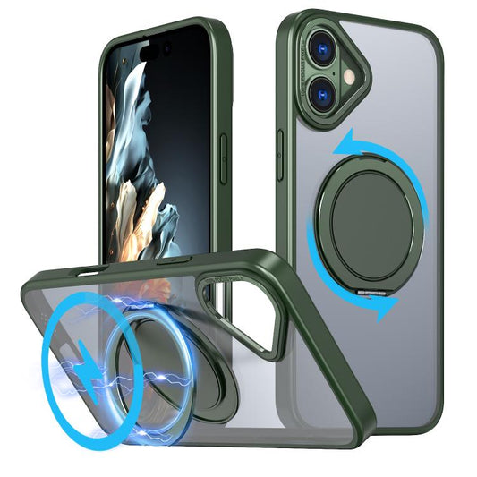 For iPhone 16 Kalebol 360-degree Rotating MagSafe Magnetic Holder Phone Case(Green) - iPhone 16 Cases by Kalebol | Online Shopping UK | buy2fix