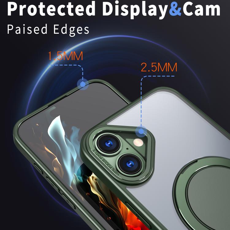 For iPhone 16 Kalebol 360-degree Rotating MagSafe Magnetic Holder Phone Case(Green) - iPhone 16 Cases by Kalebol | Online Shopping UK | buy2fix