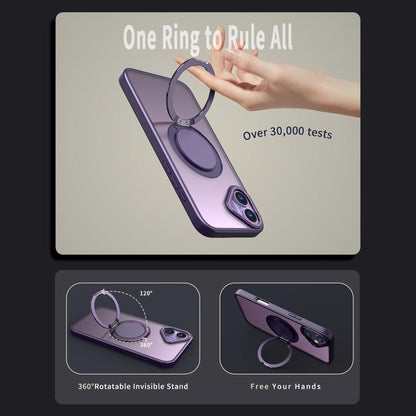 For iPhone 16 Kalebol 360-degree Rotating MagSafe Magnetic Holder Phone Case(Purple) - iPhone 16 Cases by Kalebol | Online Shopping UK | buy2fix