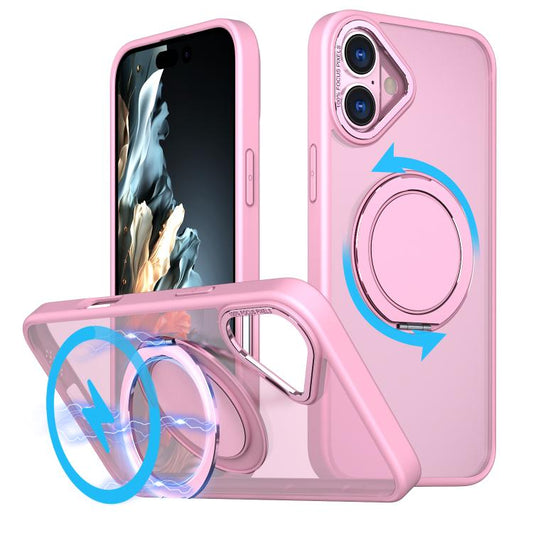 For iPhone 16 Kalebol 360-degree Rotating MagSafe Magnetic Holder Phone Case(Pink) - iPhone 16 Cases by Kalebol | Online Shopping UK | buy2fix