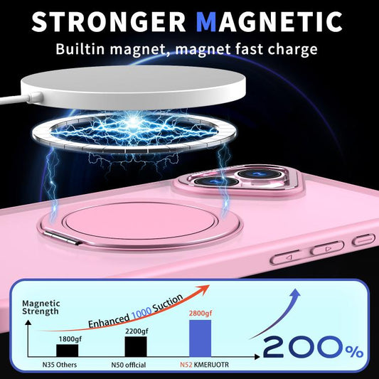 For iPhone 16 Kalebol 360-degree Rotating MagSafe Magnetic Holder Phone Case(Pink) - iPhone 16 Cases by Kalebol | Online Shopping UK | buy2fix