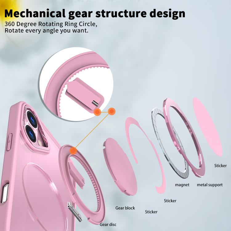 For iPhone 16 Kalebol 360-degree Rotating MagSafe Magnetic Holder Phone Case(Pink) - iPhone 16 Cases by Kalebol | Online Shopping UK | buy2fix