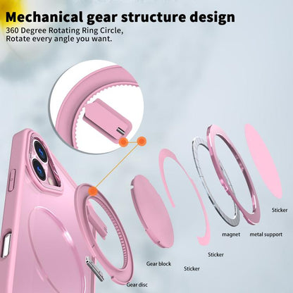 For iPhone 16 Kalebol 360-degree Rotating MagSafe Magnetic Holder Phone Case(Pink) - iPhone 16 Cases by Kalebol | Online Shopping UK | buy2fix
