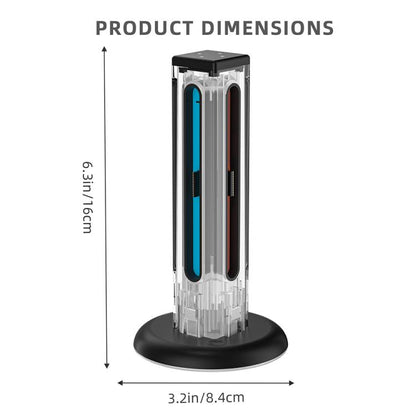 For Nintendo Switch 1 / 2 JYS NS2318 4 in 1 Game Controller Charging Dock with RGB Light(Transparent Black) - Charger & Power by JYS | Online Shopping UK | buy2fix