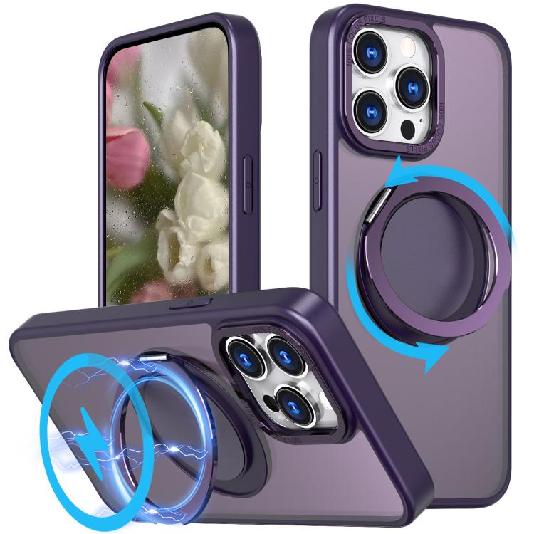 For iPhone 16 Pro Max Kalebol 360-degree Rotating MagSafe Magnetic Holder Phone Case(Purple) - iPhone 16 Pro Max Cases by Kalebol | Online Shopping UK | buy2fix