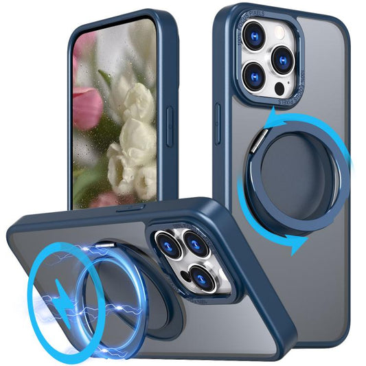For iPhone 16 Pro Max Kalebol 360-degree Rotating MagSafe Magnetic Holder Phone Case(Blue) - iPhone 16 Pro Max Cases by Kalebol | Online Shopping UK | buy2fix