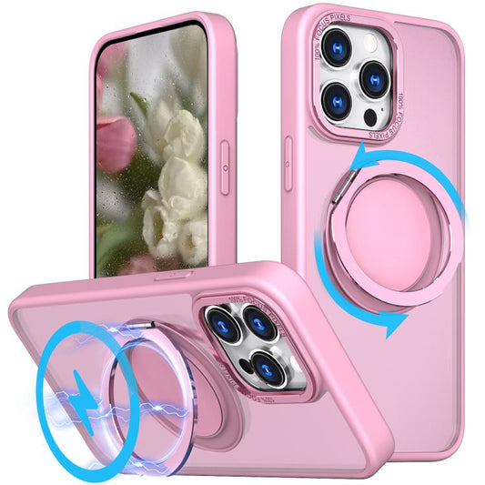 For iPhone 16 Pro Max Kalebol 360-degree Rotating MagSafe Magnetic Holder Phone Case(Pink) - iPhone 16 Pro Max Cases by Kalebol | Online Shopping UK | buy2fix