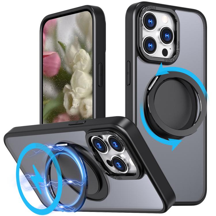 For iPhone 16 Pro Kalebol 360-degree Rotating MagSafe Magnetic Holder Phone Case(Black) - iPhone 16 Pro Cases by Kalebol | Online Shopping UK | buy2fix