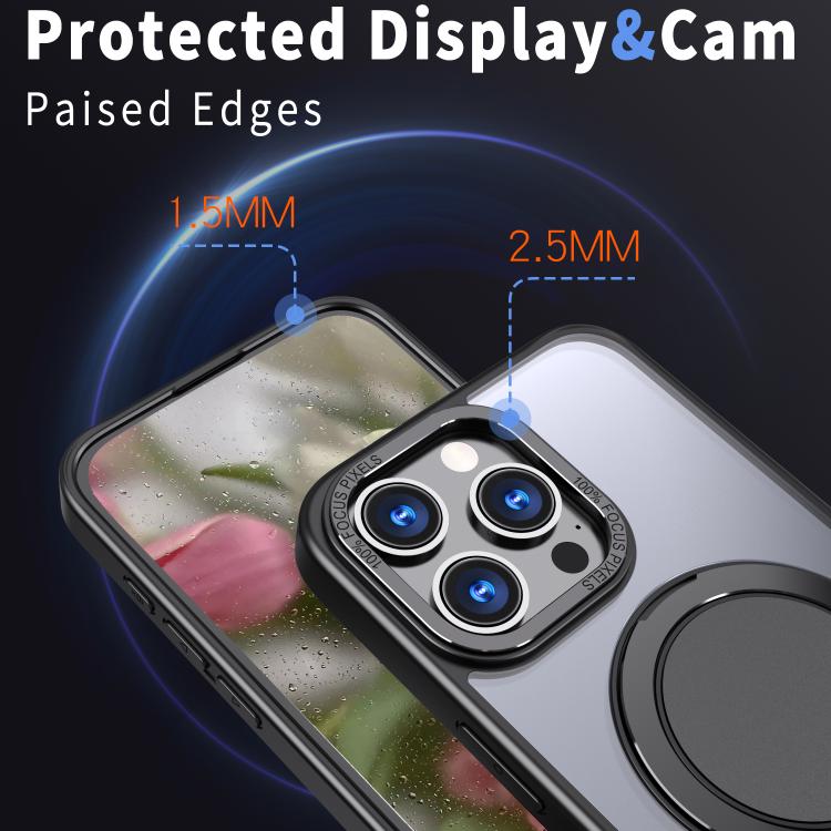 For iPhone 16 Pro Kalebol 360-degree Rotating MagSafe Magnetic Holder Phone Case(Black) - iPhone 16 Pro Cases by Kalebol | Online Shopping UK | buy2fix