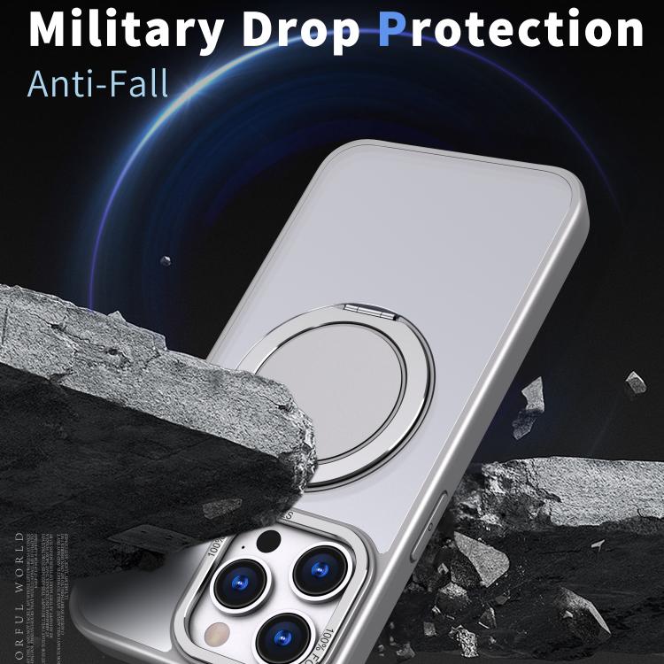 For iPhone 16 Pro Kalebol 360-degree Rotating MagSafe Magnetic Holder Phone Case(Titanium Grey) - iPhone 16 Pro Cases by Kalebol | Online Shopping UK | buy2fix