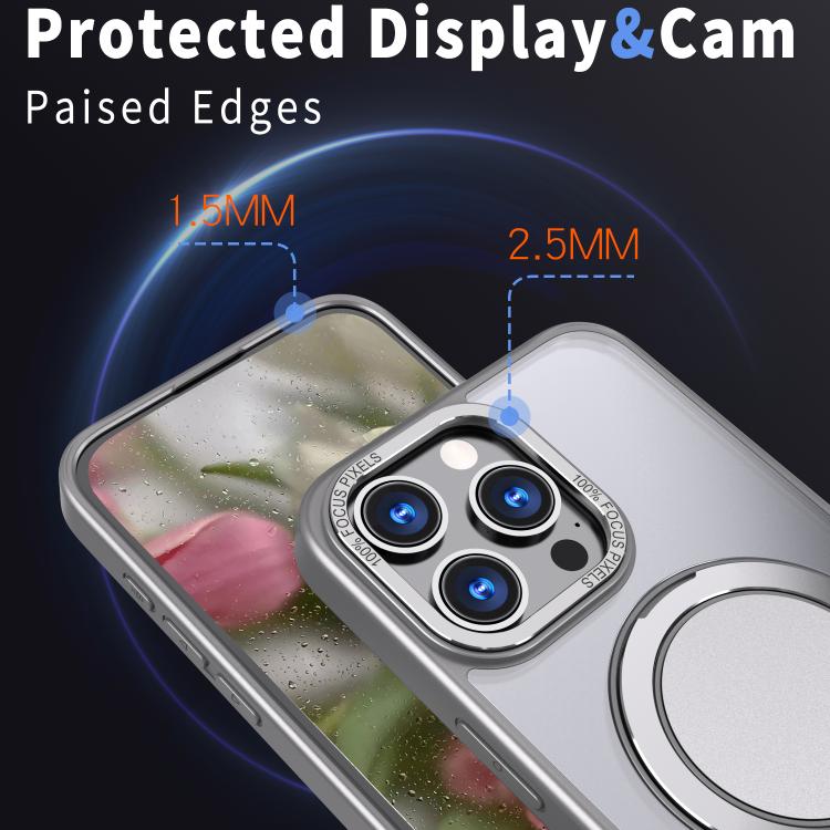 For iPhone 16 Pro Kalebol 360-degree Rotating MagSafe Magnetic Holder Phone Case(Titanium Grey) - iPhone 16 Pro Cases by Kalebol | Online Shopping UK | buy2fix