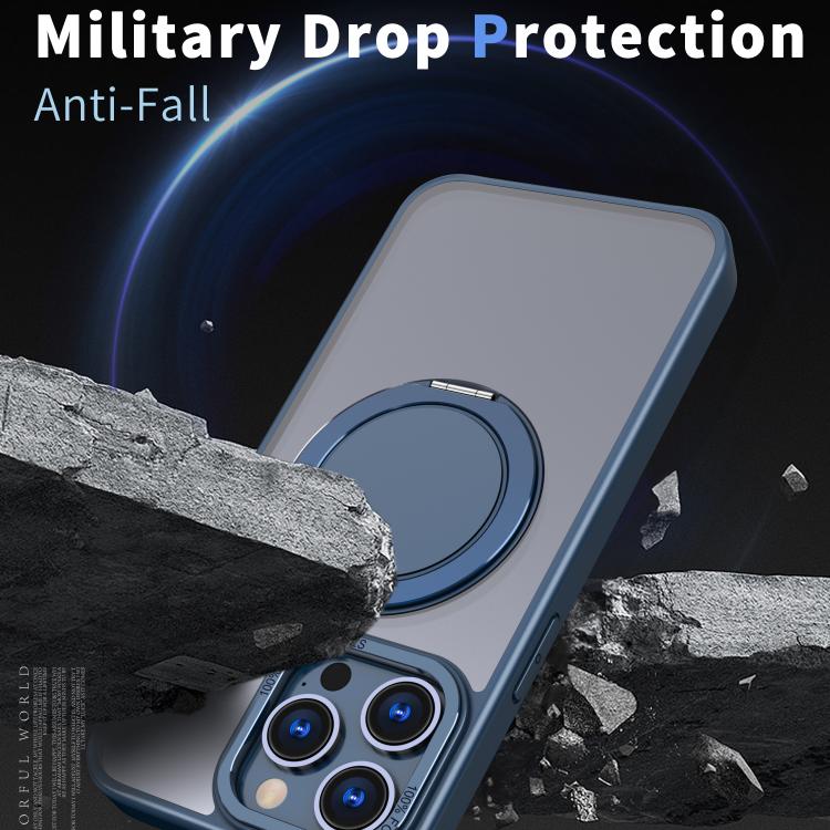 For iPhone 16 Pro Kalebol 360-degree Rotating MagSafe Magnetic Holder Phone Case(Blue) - iPhone 16 Pro Cases by Kalebol | Online Shopping UK | buy2fix