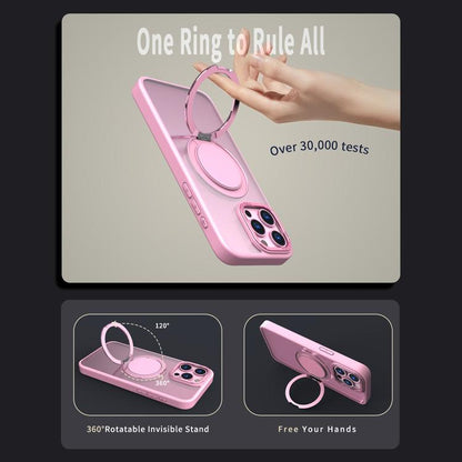 For iPhone 16 Pro Kalebol 360-degree Rotating MagSafe Magnetic Holder Phone Case(Pink) - iPhone 16 Pro Cases by Kalebol | Online Shopping UK | buy2fix