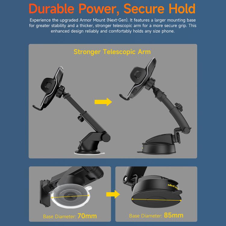 Ulefone UAN15 Armor Mount Car Phone Holder, Standard Model(Black) - Universal Car Holders by Ulefone | Online Shopping UK | buy2fix