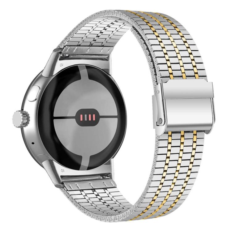 For Google Pixel Watch / Watch2 / Watch3 41mm xDfind Seven Beads Buckle Stainless Steel Watch Band(Silver Gold) - Watch Bands by xDfind | Online Shopping UK | buy2fix