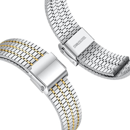 For Google Pixel Watch / Watch2 / Watch3 41mm xDfind Seven Beads Buckle Stainless Steel Watch Band(Silver Gold) - Watch Bands by xDfind | Online Shopping UK | buy2fix