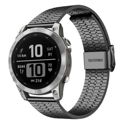 For Garmin Fenix 8 / 7 / 6 / 5 22mm xDfind Seven Beads Buckle Stainless Steel Watch Band(Black) - Watch Bands by xDfind | Online Shopping UK | buy2fix