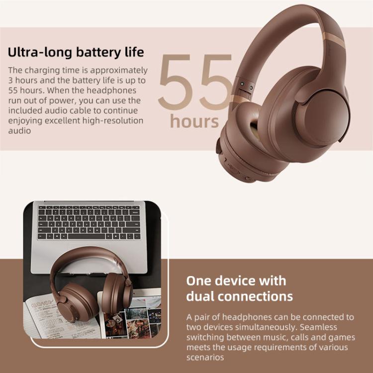 BT048NC Over-ear ANC and ENC Noise Reduction Wireless Headphones(Black) - Headset & Headphone by buy2fix | Online Shopping UK | buy2fix
