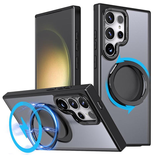 For Samsung Galaxy S24 Ultra 5G Kalebol 360-degree Rotating MagSafe Magnetic Holder Phone Case(Black)