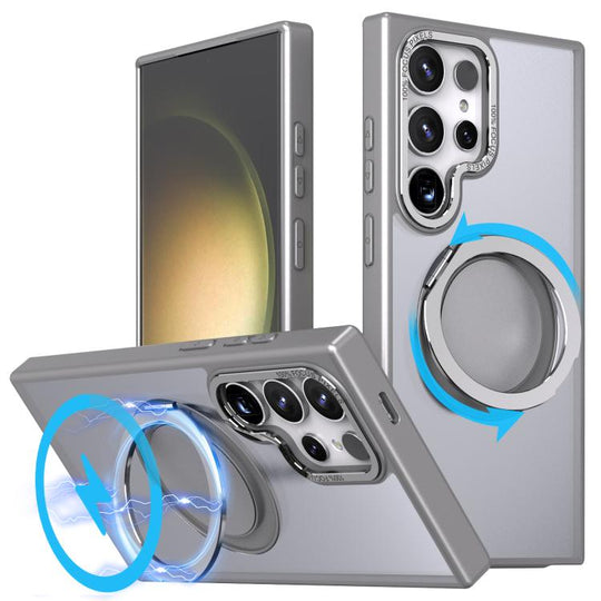 For Samsung Galaxy S24 Ultra 5G Kalebol 360-degree Rotating MagSafe Magnetic Holder Phone Case(Titanium Grey)