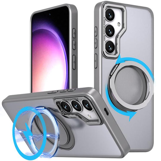 For Samsung Galaxy S24+ 5G Kalebol 360-degree Rotating MagSafe Magnetic Holder Phone Case(Titanium Grey)