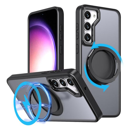 For Samsung Galaxy S23 5G Kalebol 360-degree Rotating MagSafe Magnetic Holder Phone Case(Black)