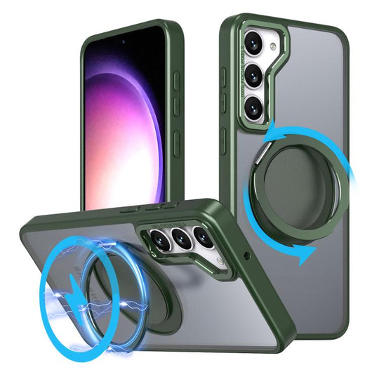 For Samsung Galaxy S23 5G Kalebol 360-degree Rotating MagSafe Magnetic Holder Phone Case(Green)