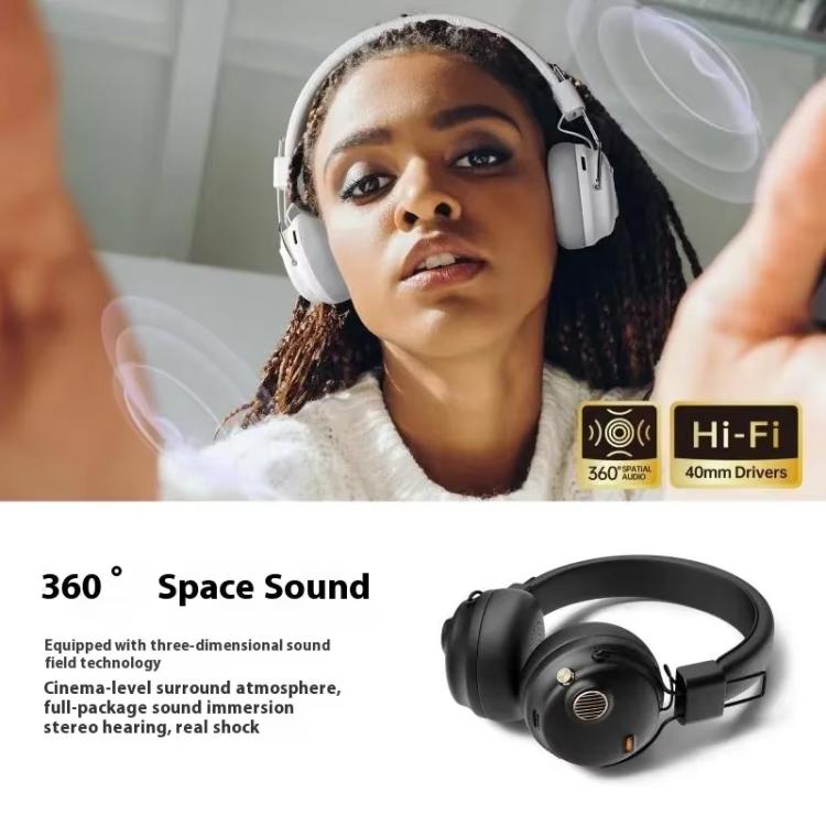 FUNK Over-ear HiFi ANC Noise Reduction Wireless Headphones, with Microphone(White) - Headset & Headphone by buy2fix | Online Shopping UK | buy2fix