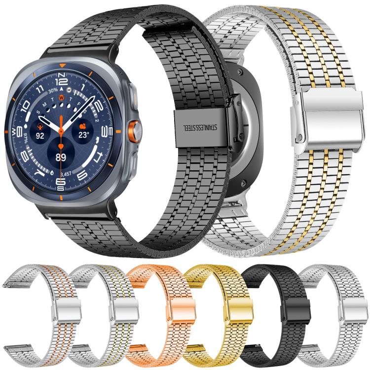 For Samsung Galaxy Watch 7 / 6 / 5 / FE xDfind Seven Beads Buckle Stainless Steel Watch Band(Silver) - Watch Bands by xDfind | Online Shopping UK | buy2fix