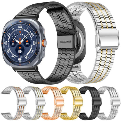 For Samsung Galaxy Watch 7 / 6 / 5 / FE xDfind Seven Beads Buckle Stainless Steel Watch Band(Silver) - Watch Bands by xDfind | Online Shopping UK | buy2fix