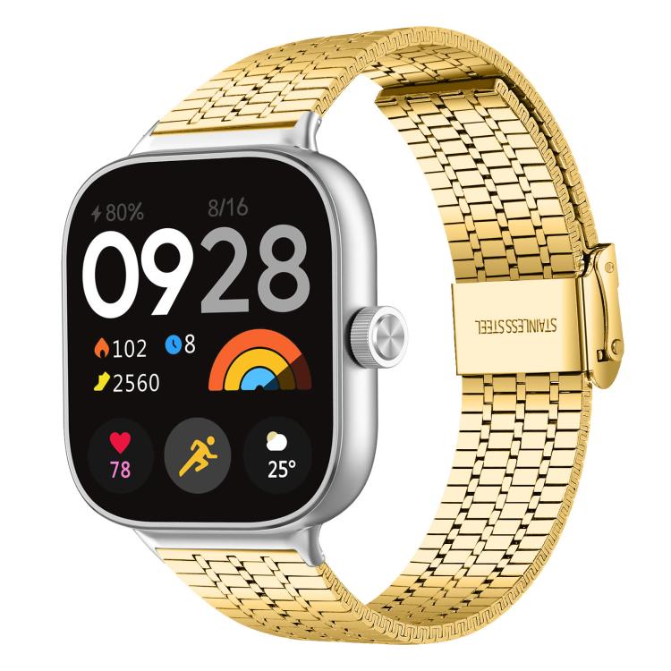For Xiaomi Smart Band 9 Pro/8 Pro/Redmi Watch 5/4 xDfind Seven Beads Buckle Stainless Steel Watch Band(Gold) - Watch Bands by xDfind | Online Shopping UK | buy2fix