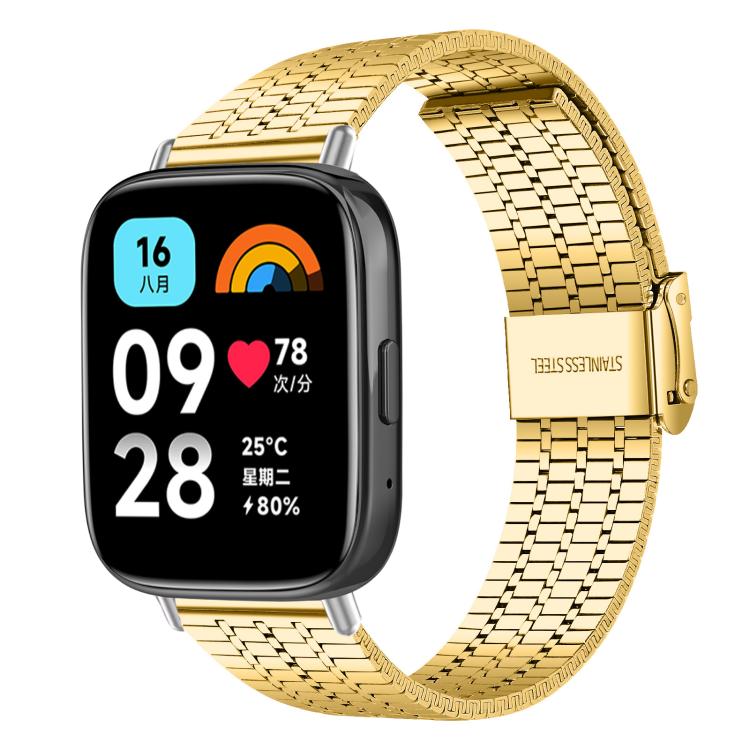 For Redmi Watch 3 Active / Watch 3 Lite xDfind Seven Beads Buckle Stainless Steel Watch Band(Gold) - Watch Bands by xDfind | Online Shopping UK | buy2fix